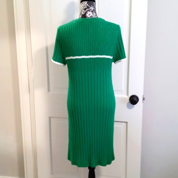 💚Banana Republic💚 - Green/White Knit Sweater Dress - Picture 3 of 13
